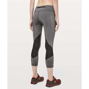 lululemon Pace Rival Crop Leggings Heathered Gray Black Size 4